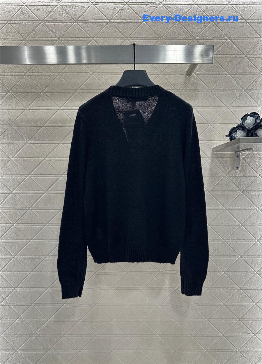 D10r black mohair embroidered knitted cardigan