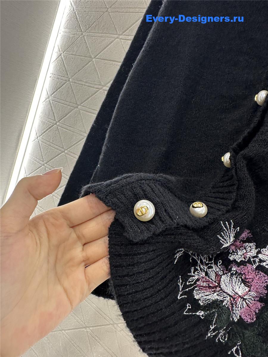 D10r black mohair embroidered knitted cardigan