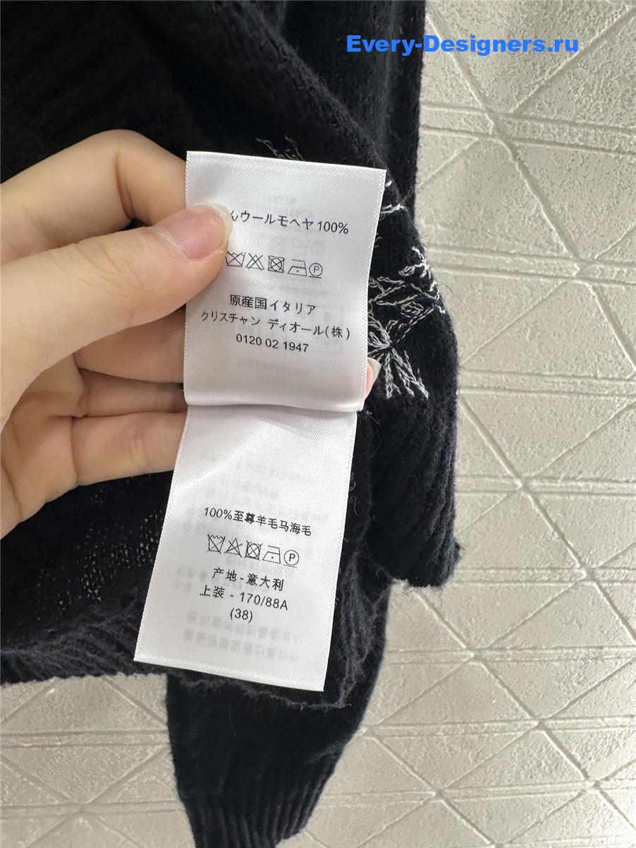 D10r black mohair embroidered knitted cardigan