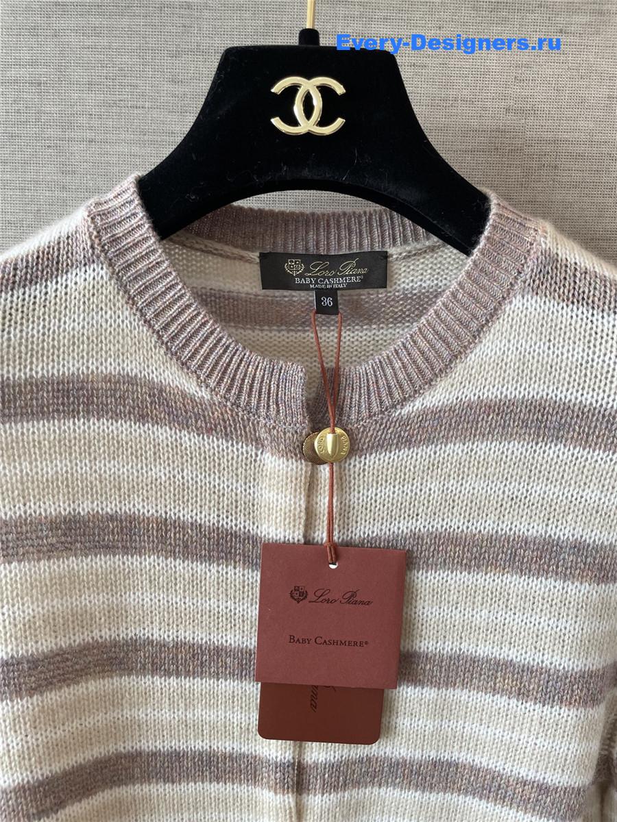 L0r0 P1ana pink fobello stripes cashmere  cardigan