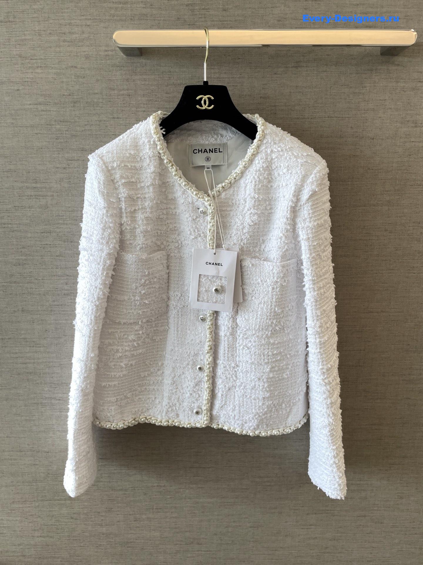 Ch**el white tweed pearl jacket
