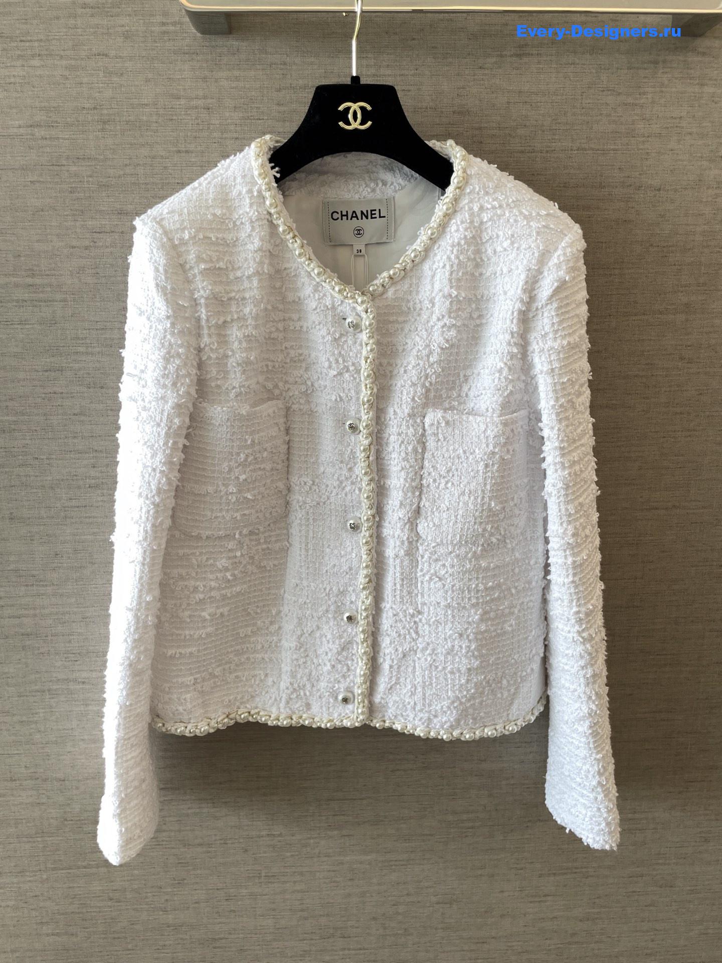Ch**el white tweed pearl jacket