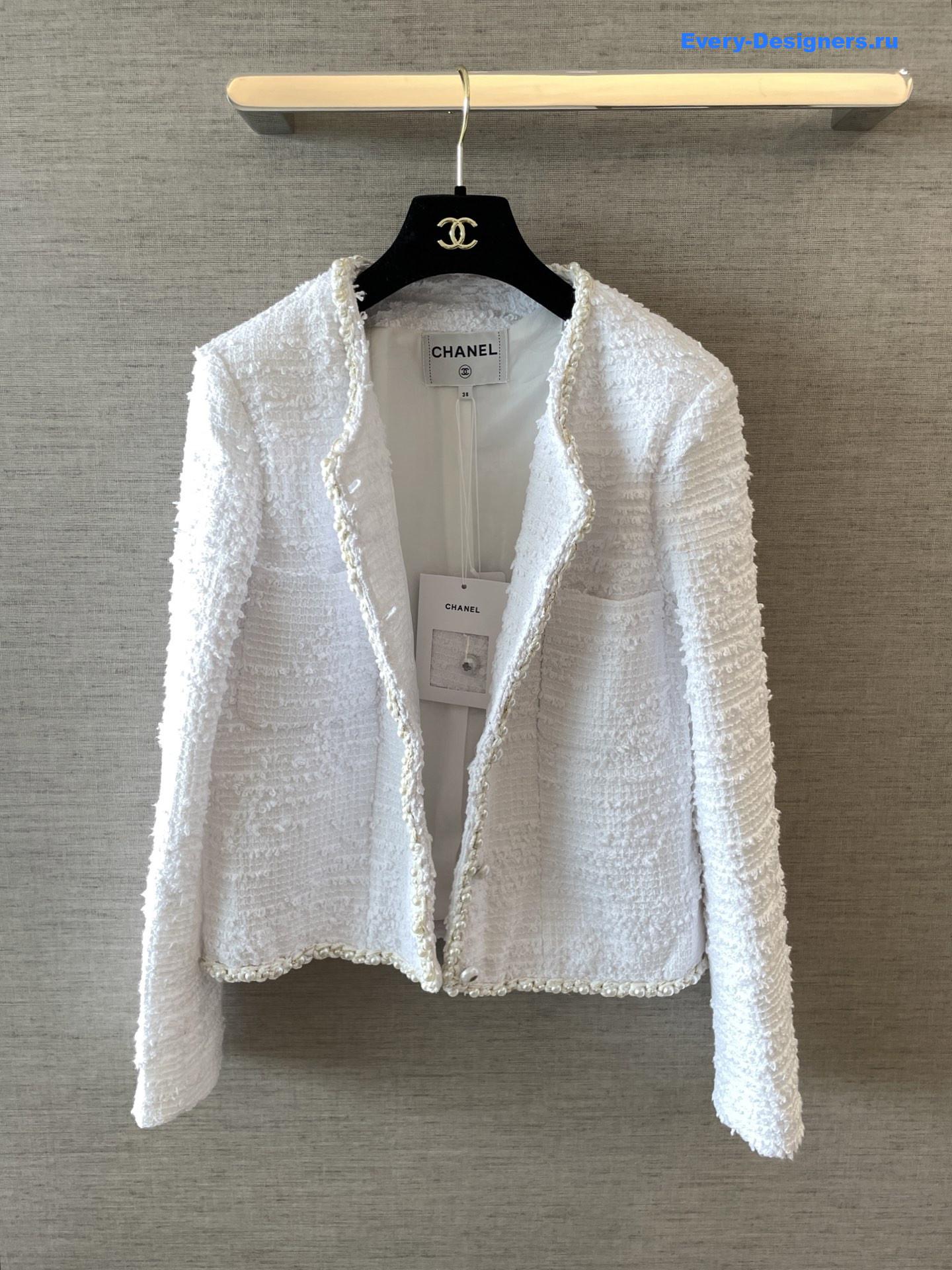 Ch**el white tweed pearl jacket