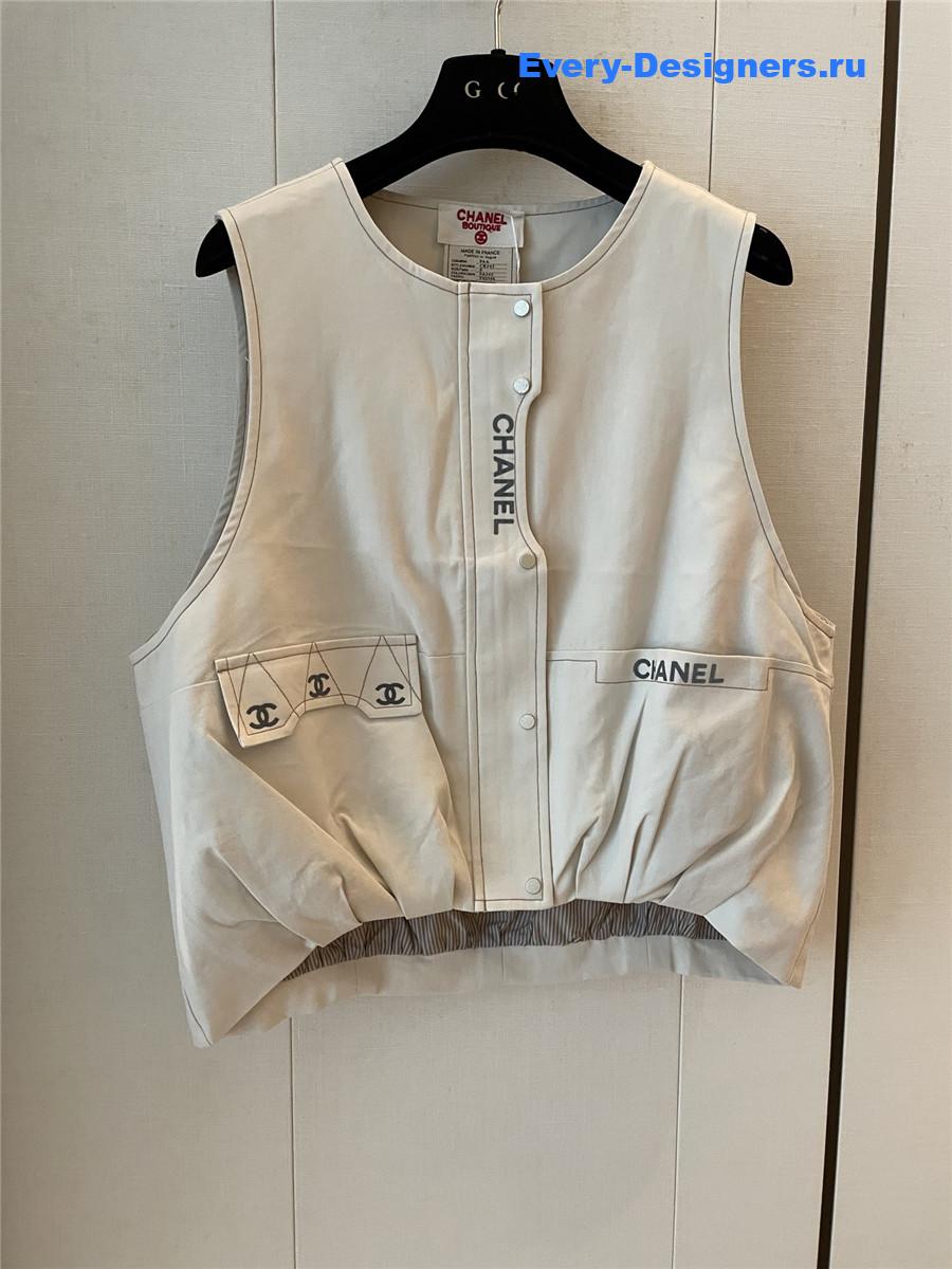 Ch**el cc beige vest top