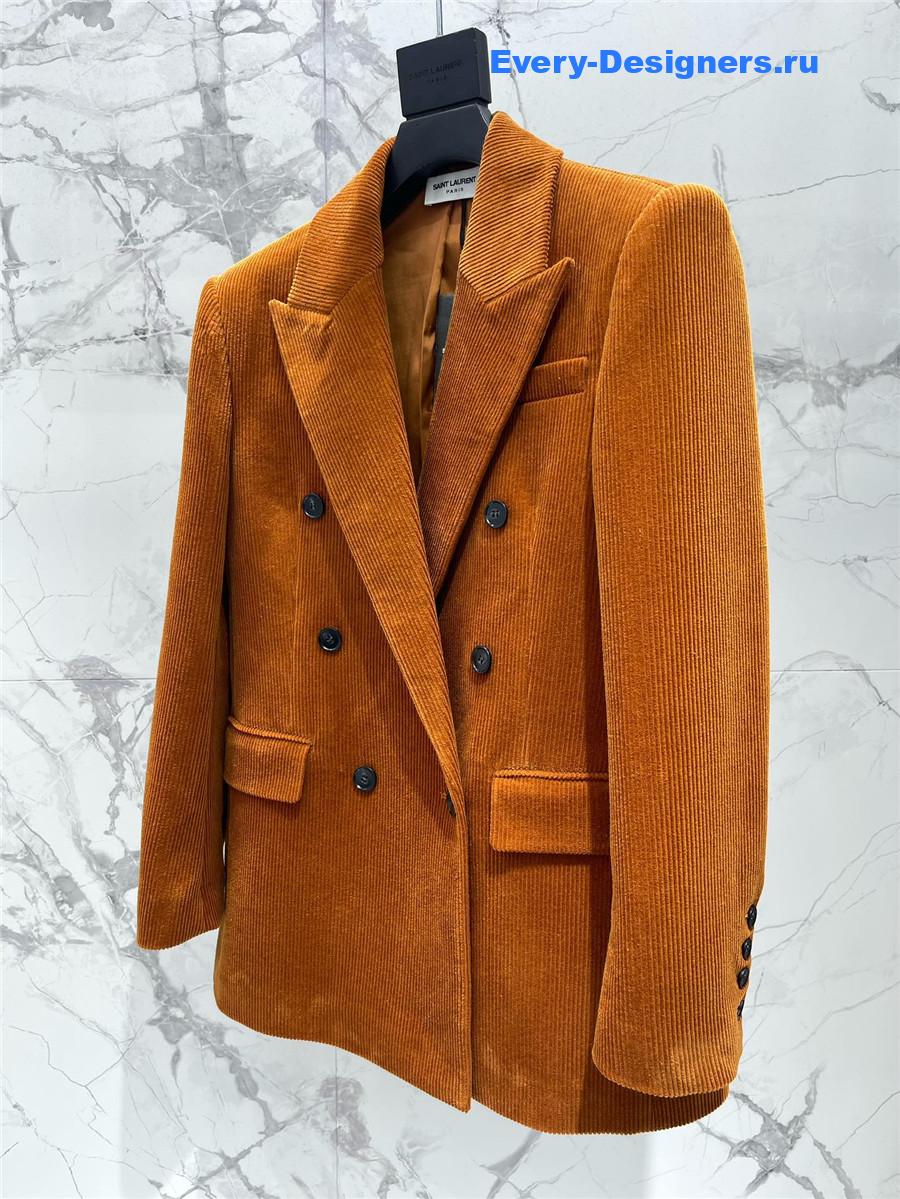 Sa1nt Lau*nt orange velvet blazer