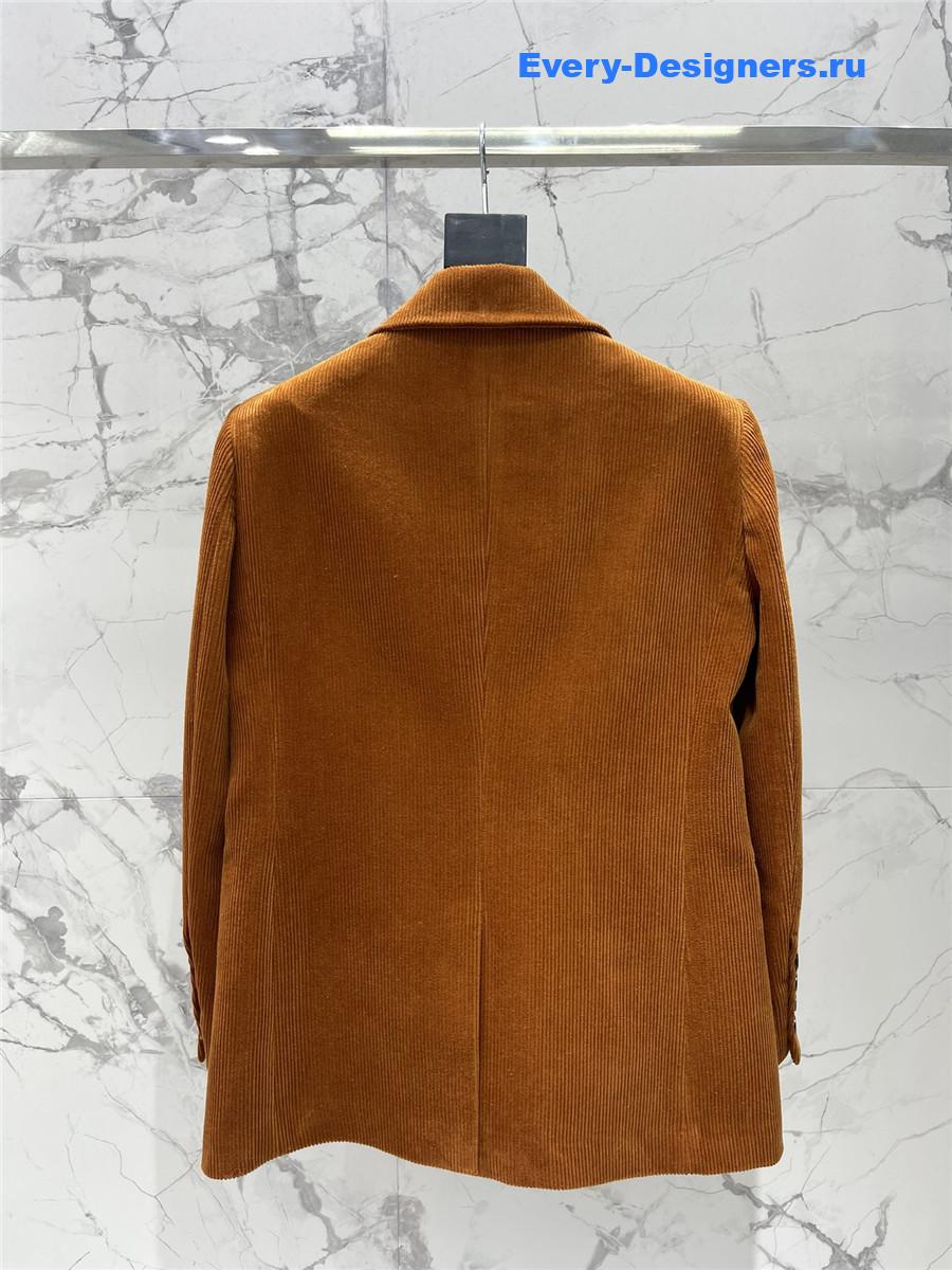 Sa1nt Lau*nt orange velvet blazer