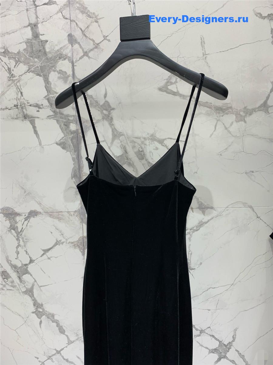 Sa1nt Lau*nt black satin dress with silver bead