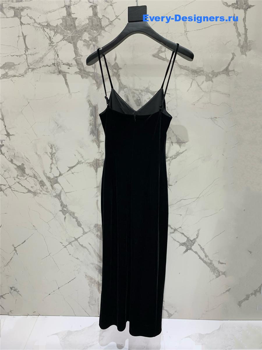 Sa1nt Lau*nt black satin dress with silver bead