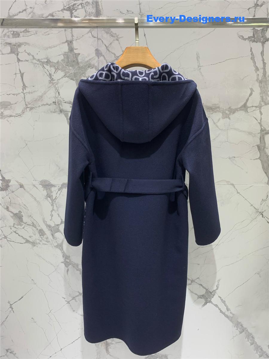 H**me5 navy double cashmere long coat