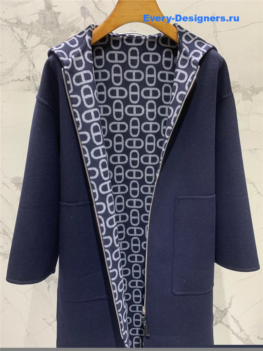 H**me5 navy double cashmere long coat