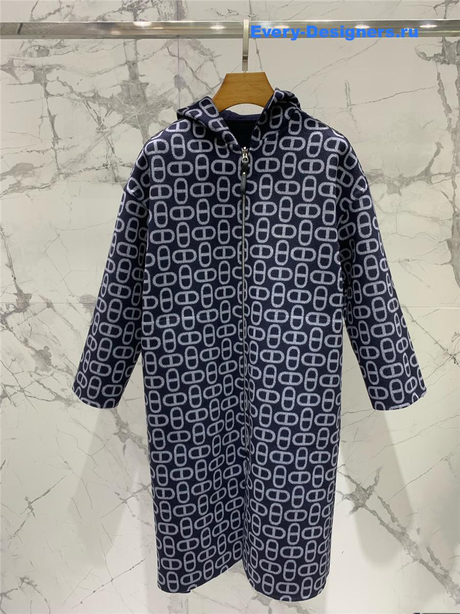 H**me5 navy double cashmere long coat