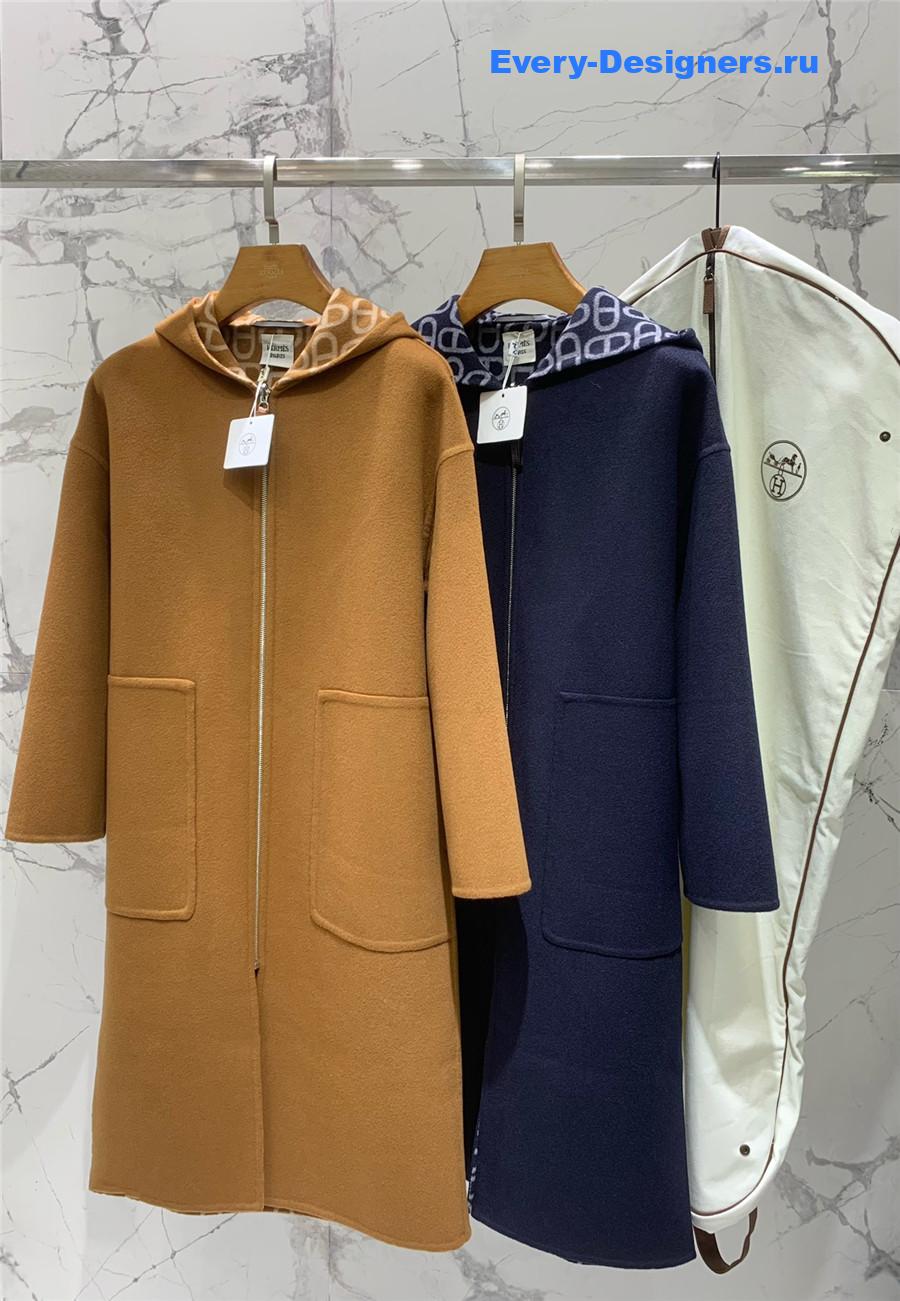 H**me5 brown double cashmere long coat