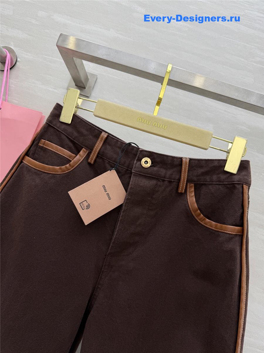 Miu Miu Brown Straight-leg Denim Trousers