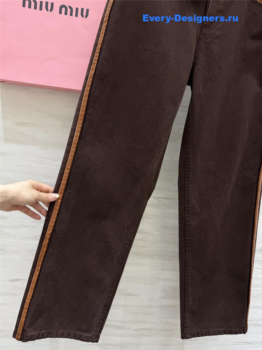 Miu Miu Brown Straight-leg Denim Trousers