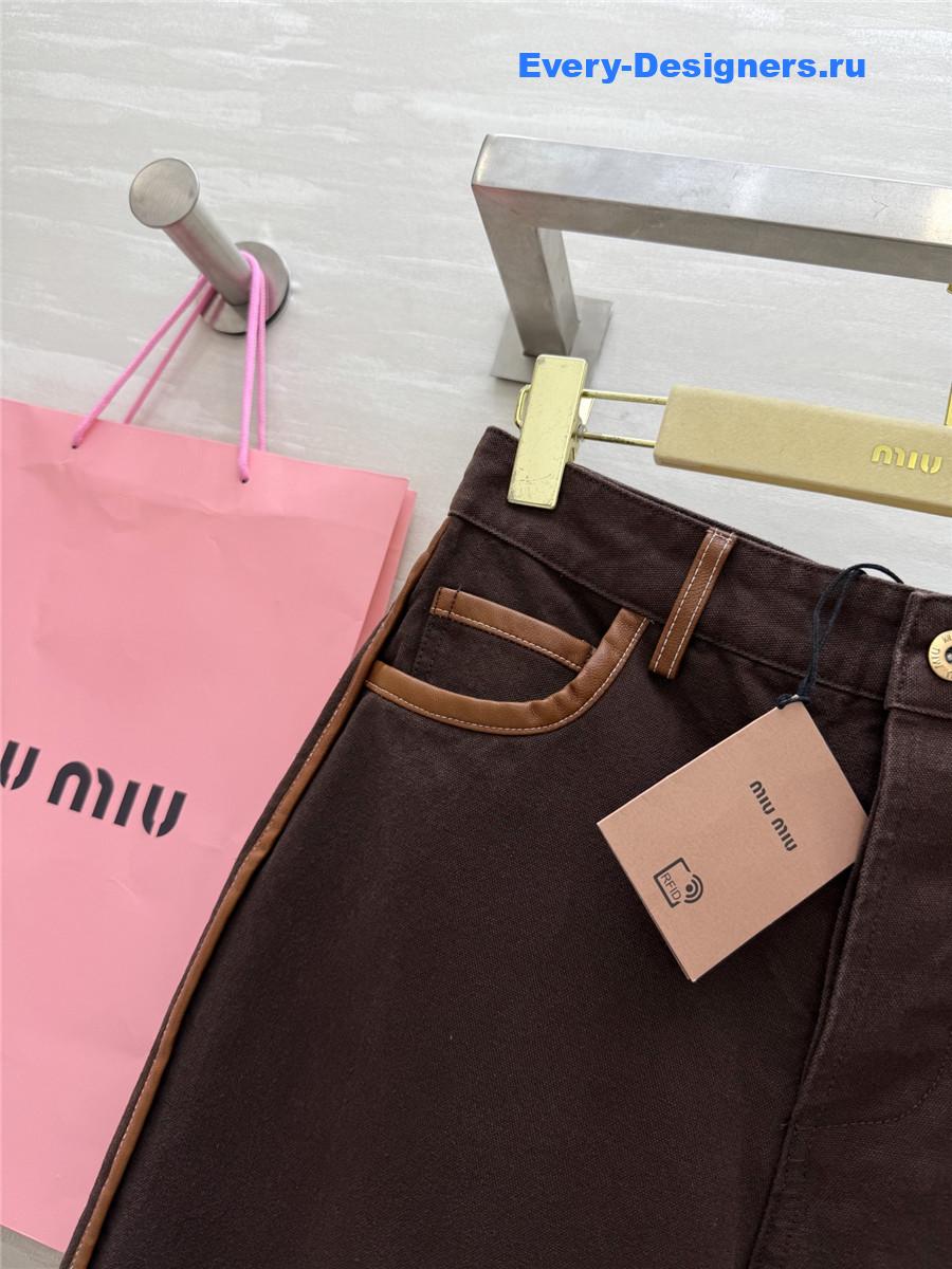 Miu Miu Brown Straight-leg Denim Trousers