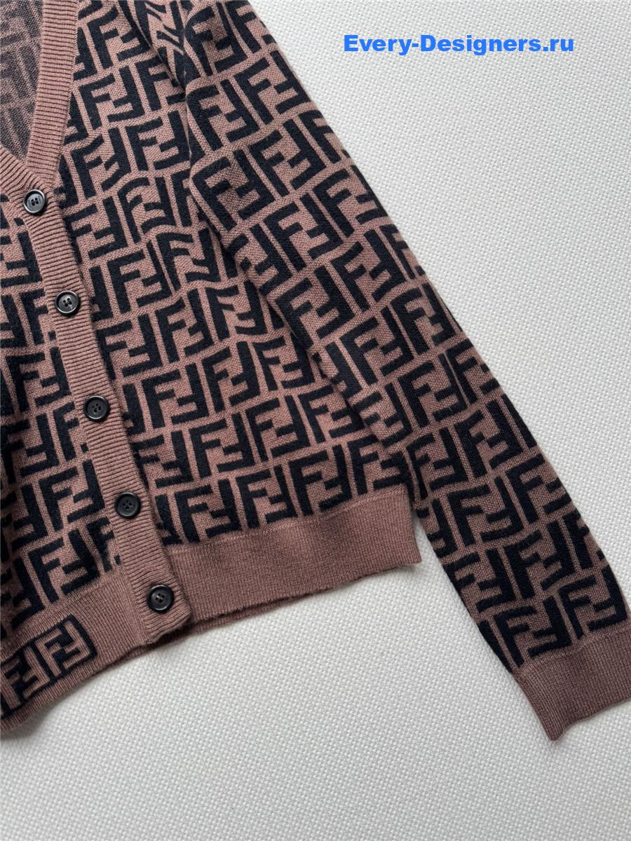 F**di brown ff v-neck cotton cardigan