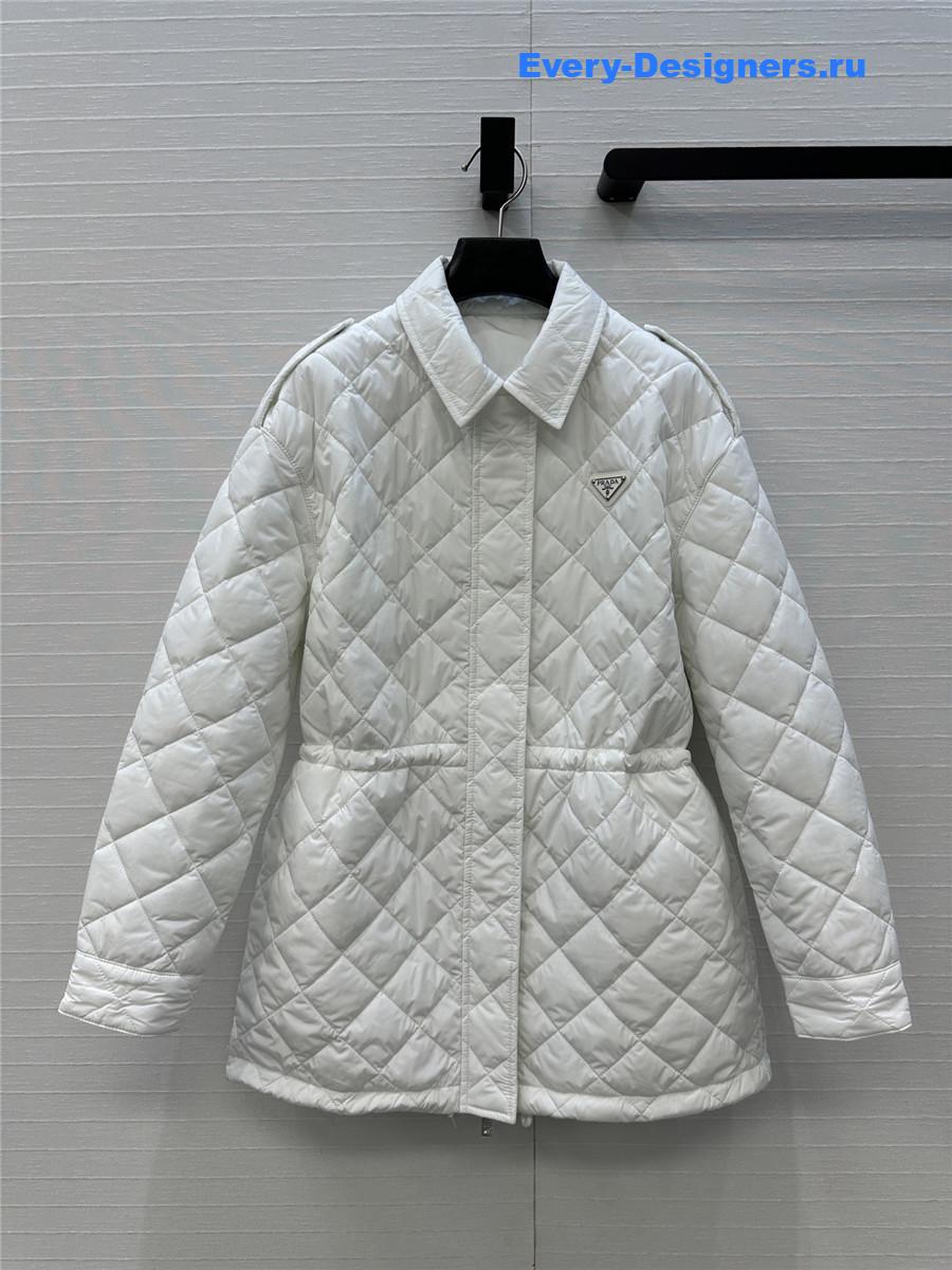 Pra*a white quilted re-nylon blouson jacket