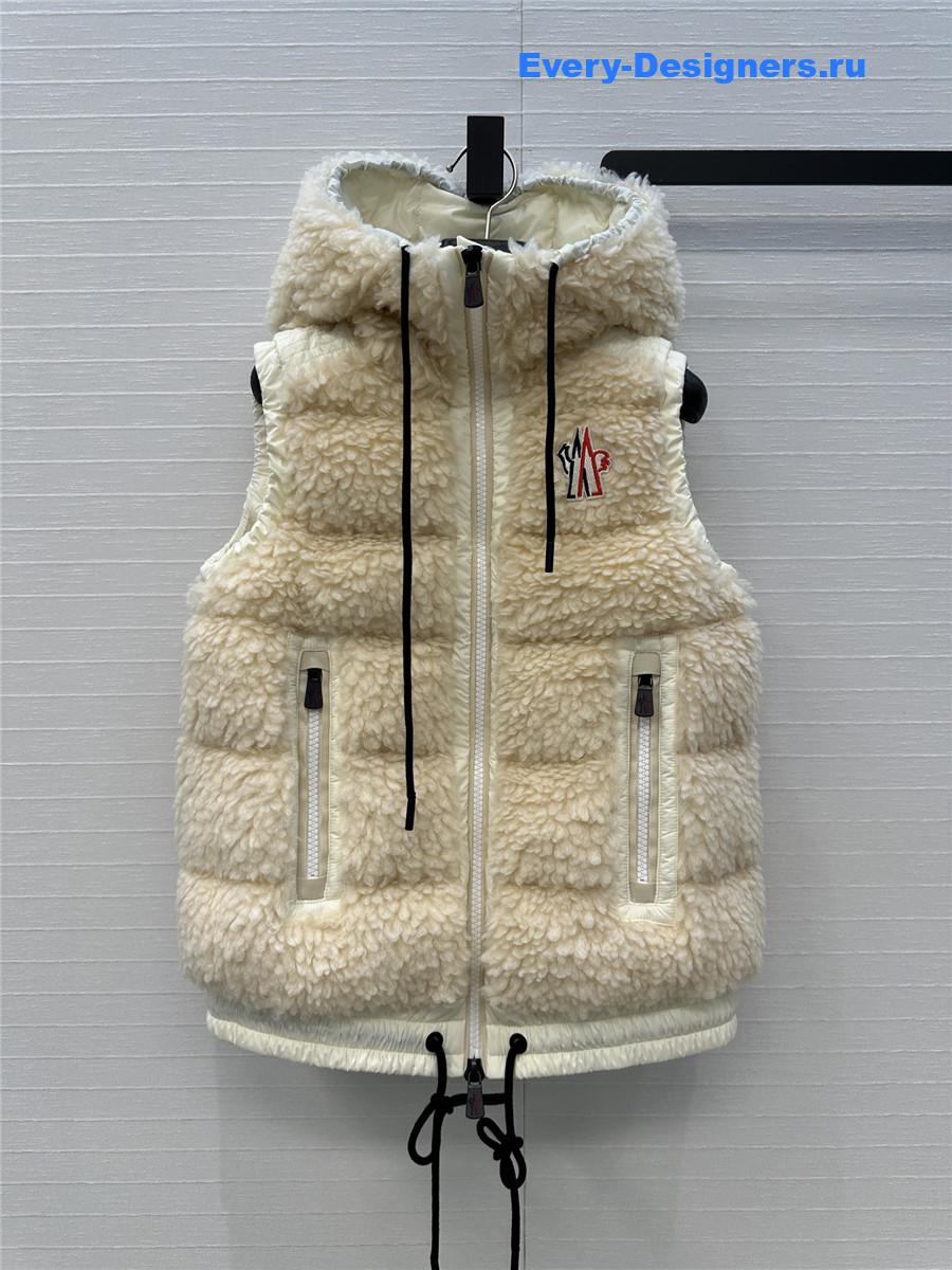 Moncler Grenoble Teddy Fleece Hooded Down Vest