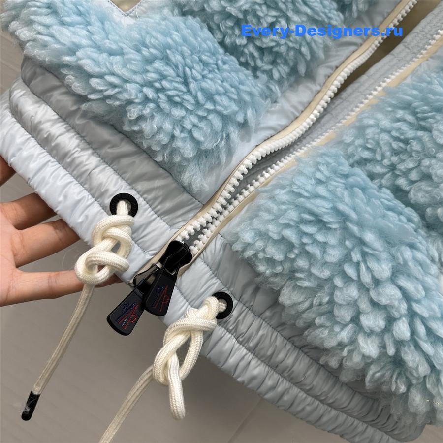 Moncler Grenoble Blue Teddy Fleece Hooded Down Vest