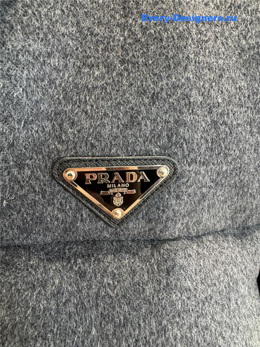 Pra*a belted logo-plaque down jacket