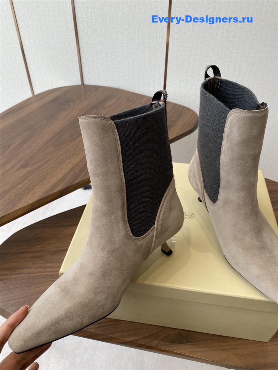 BC Beige Suede Cashmere Kitten-Heel Ankle Boot