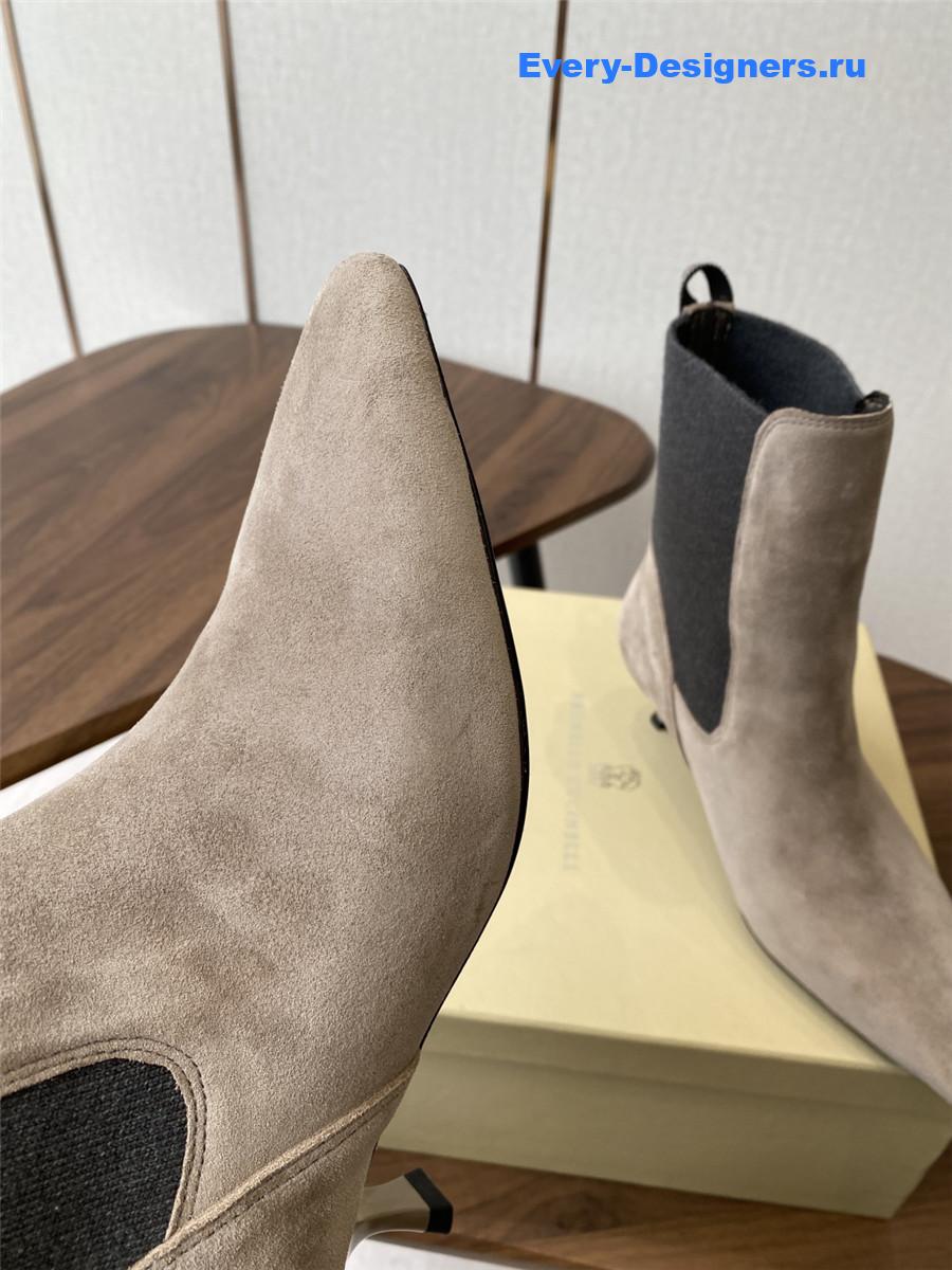 BC Beige Suede Cashmere Kitten-Heel Ankle Boot