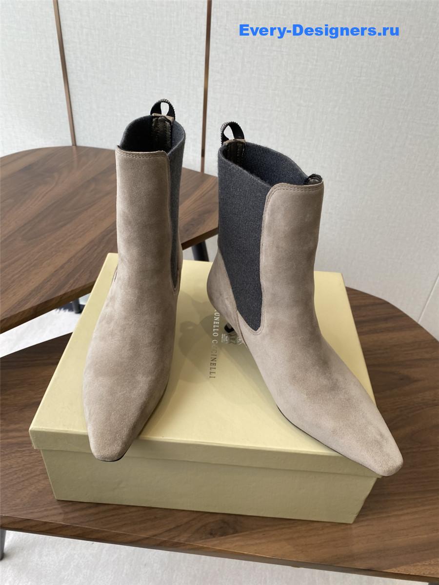BC Beige Suede Cashmere Kitten-Heel Ankle Boot