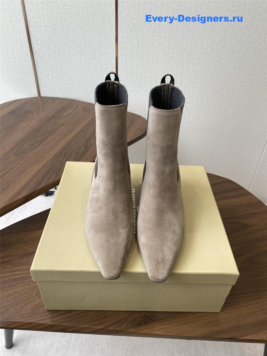 BC Beige Suede Cashmere Kitten-Heel Ankle Boot
