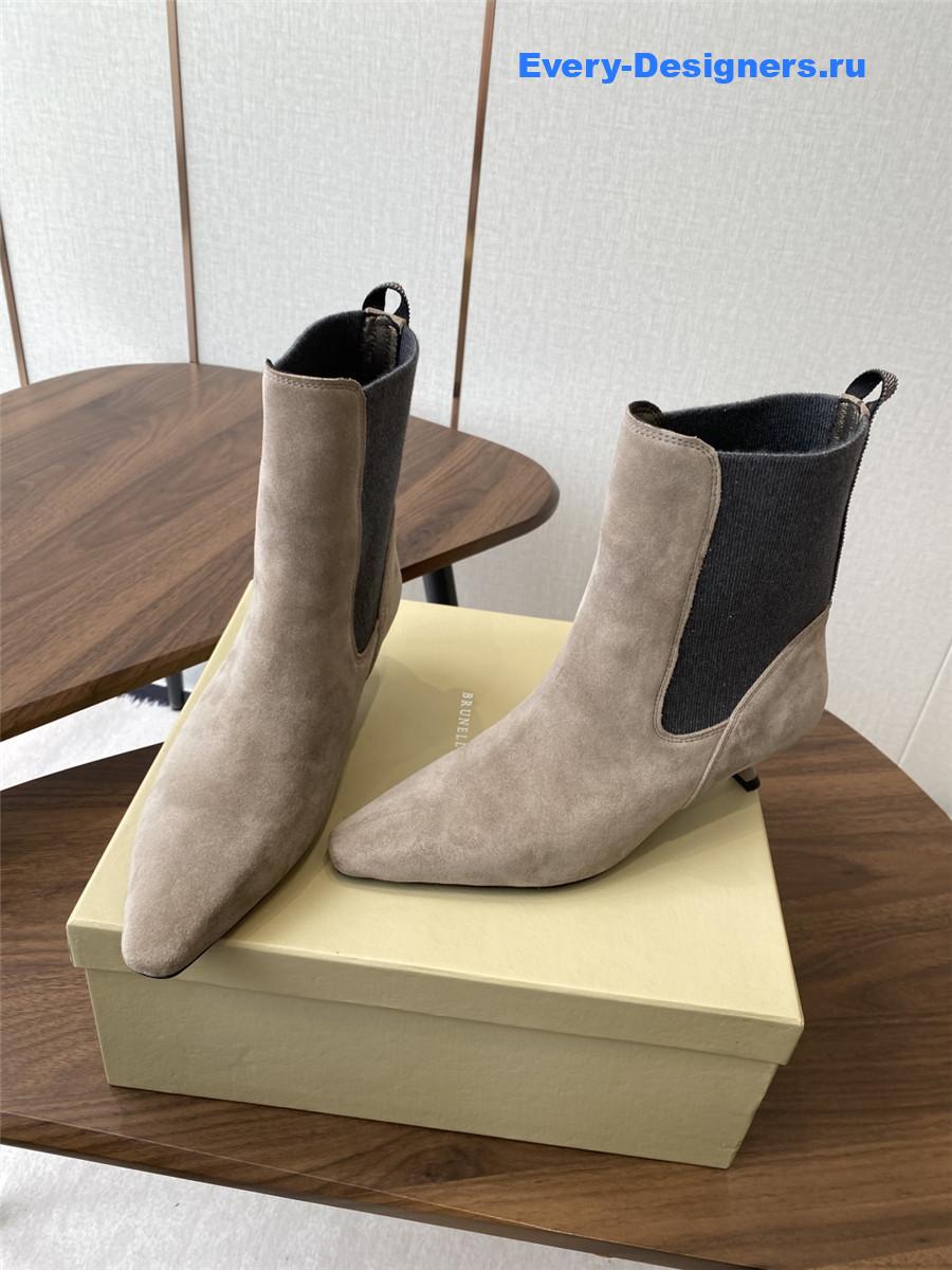 BC Beige Suede Cashmere Kitten-Heel Ankle Boot