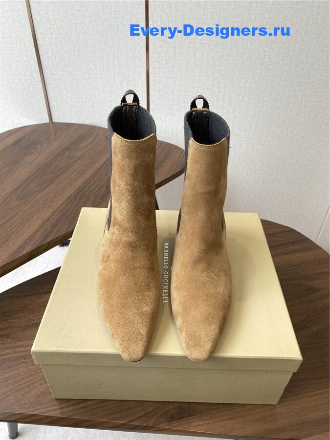 BC Brown Suede Cashmere Kitten-Heel Ankle Boot