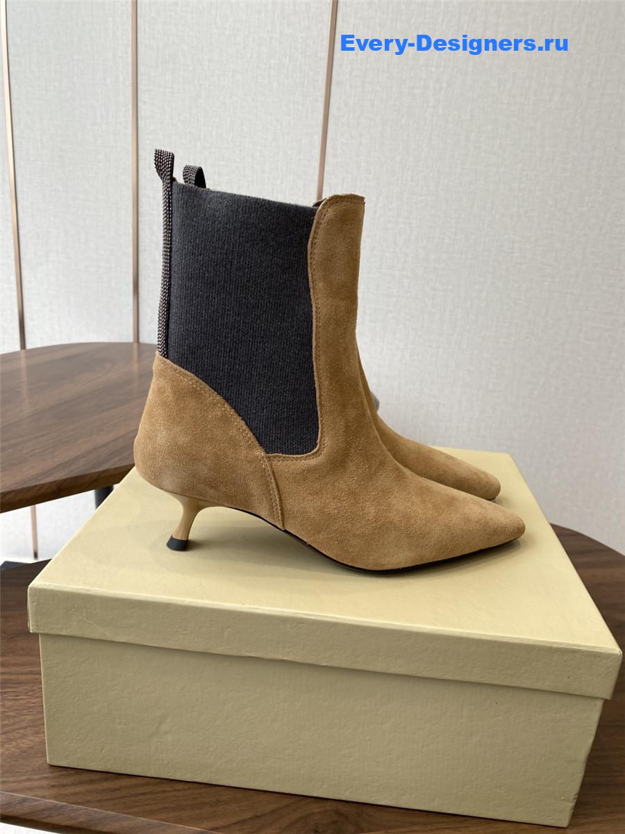BC Brown Suede Cashmere Kitten-Heel Ankle Boot