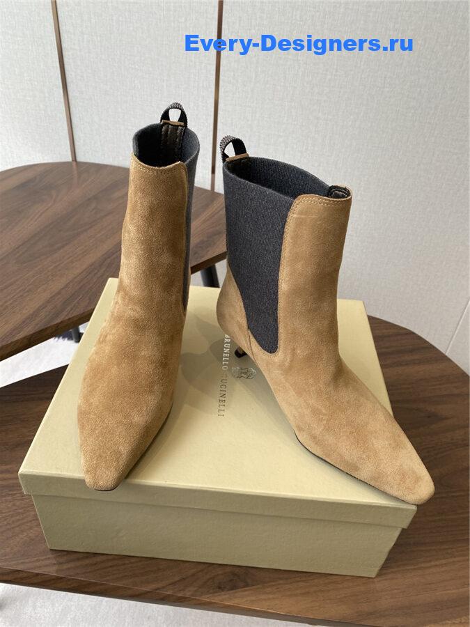 BC Brown Suede Cashmere Kitten-Heel Ankle Boot