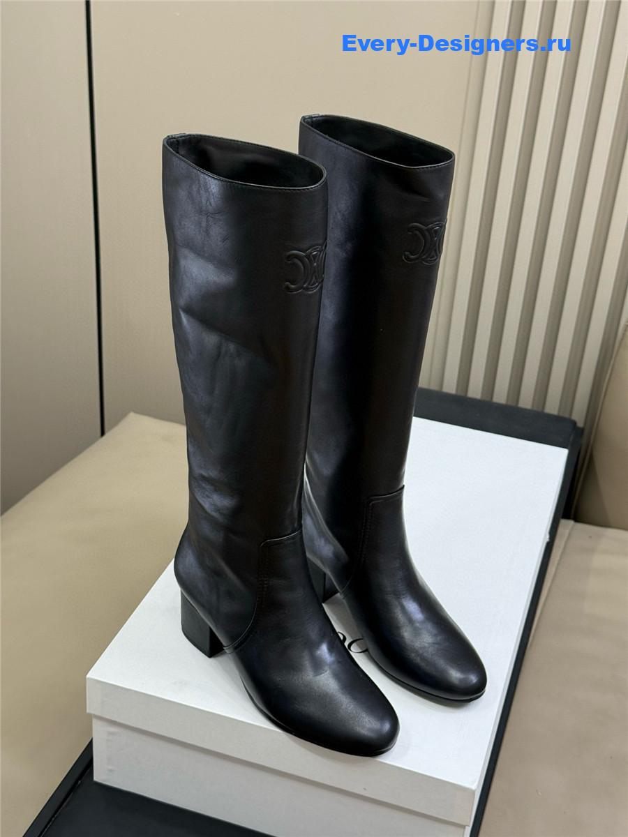 Ce1i*e triomphe black leather high boots