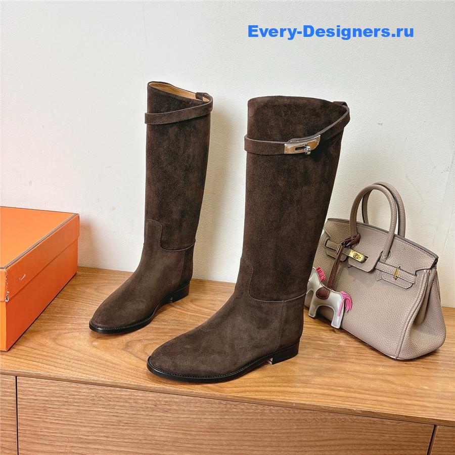 H**me5 dark brown knee-high leather boots