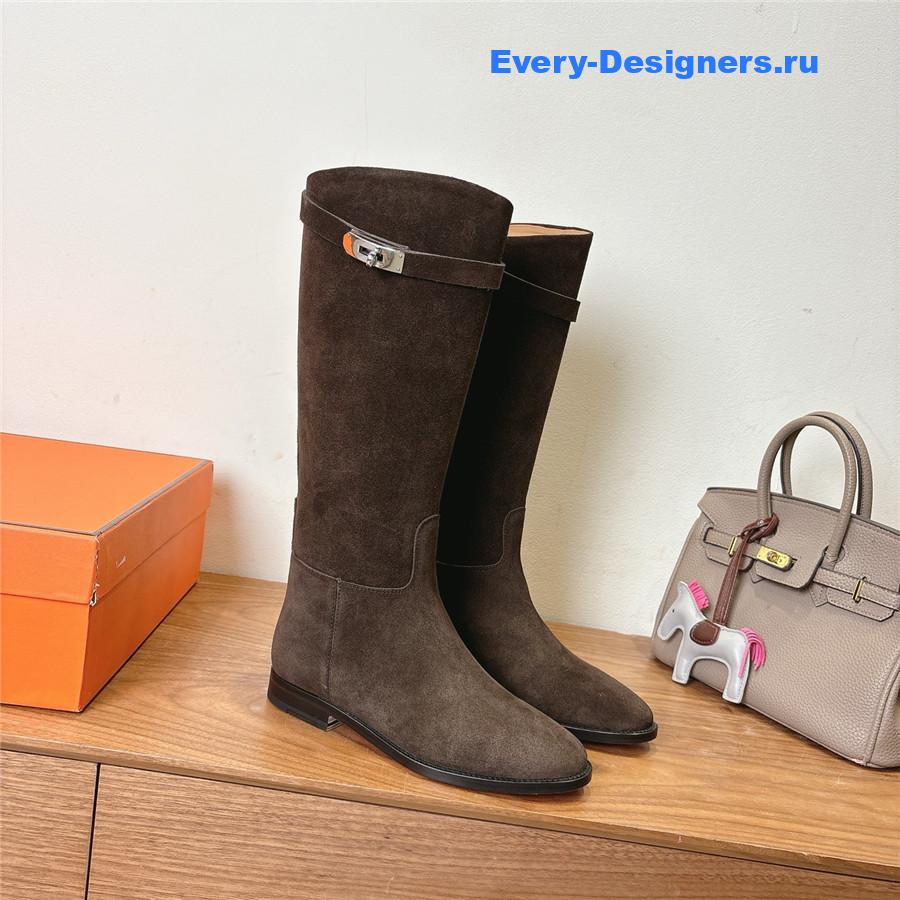 H**me5 dark brown knee-high leather boots