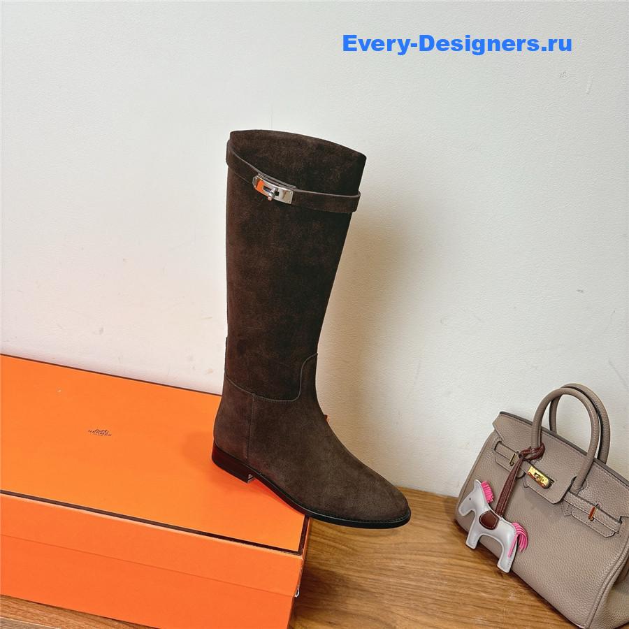 H**me5 dark brown knee-high leather boots