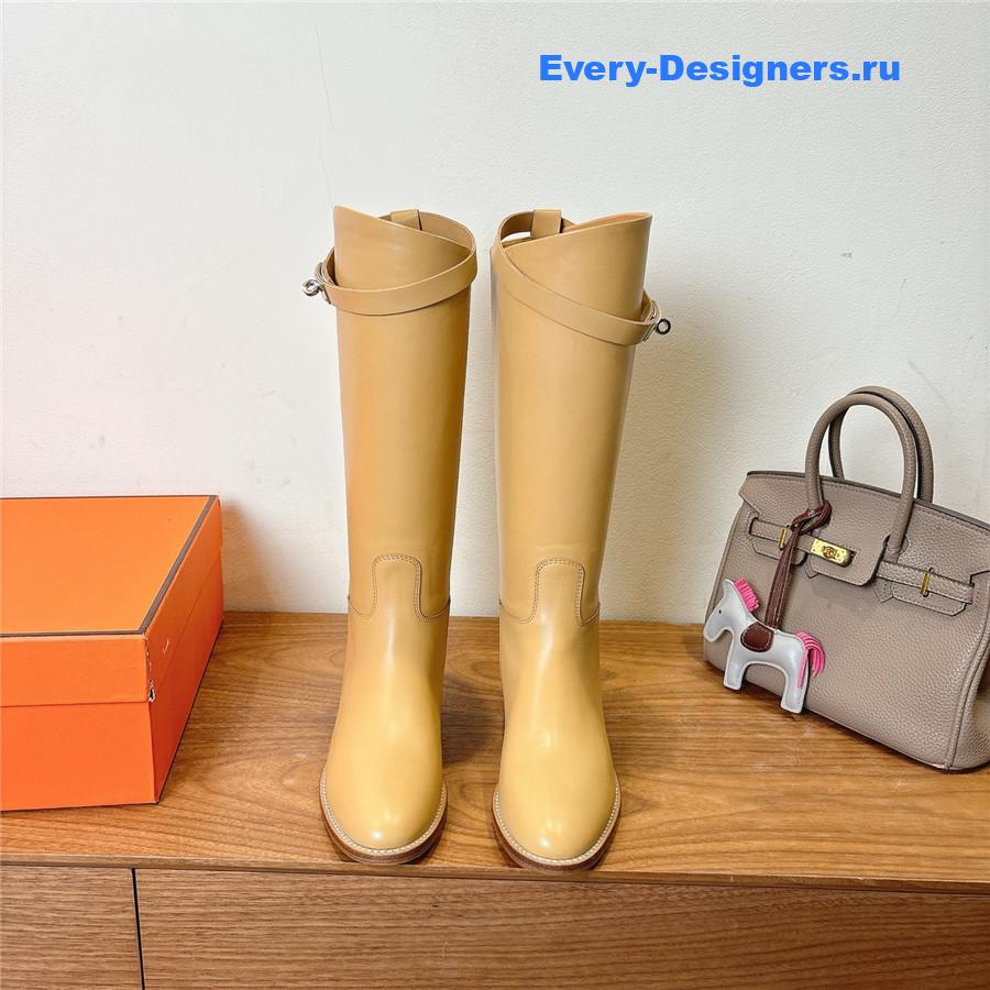H**me5 beige leather kelly jumping boots