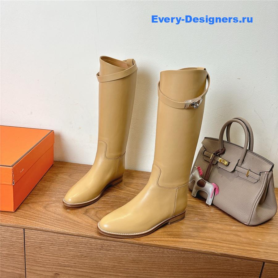 H**me5 beige leather kelly jumping boots