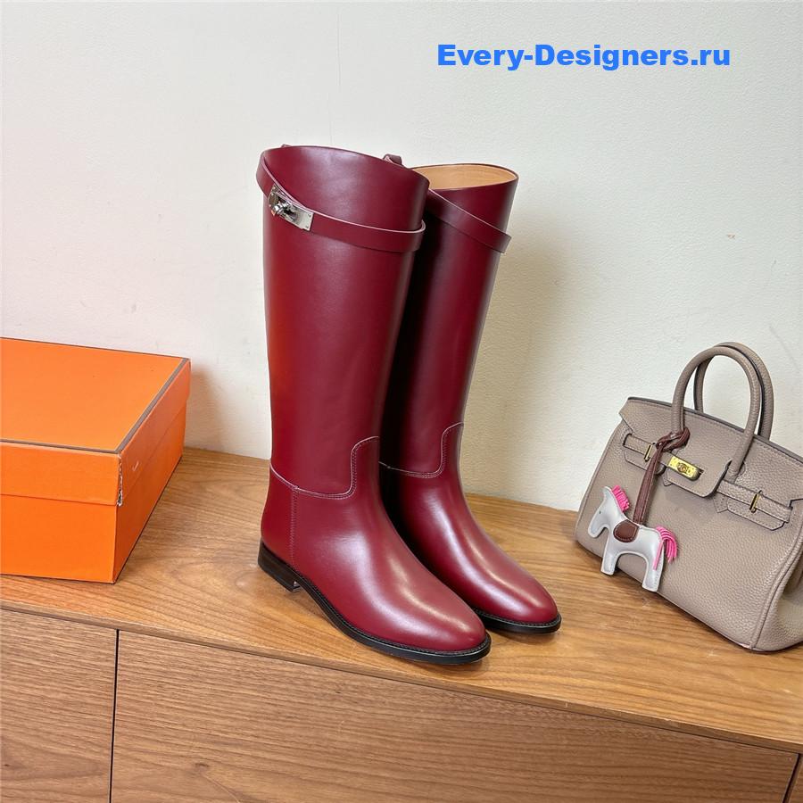 H**me5 burgundy leather kelly jumping boots