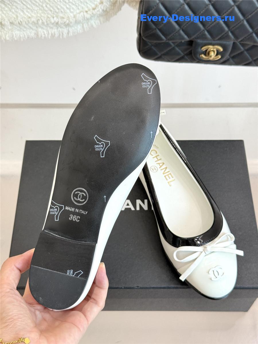 Ch**el white bow ballet flats