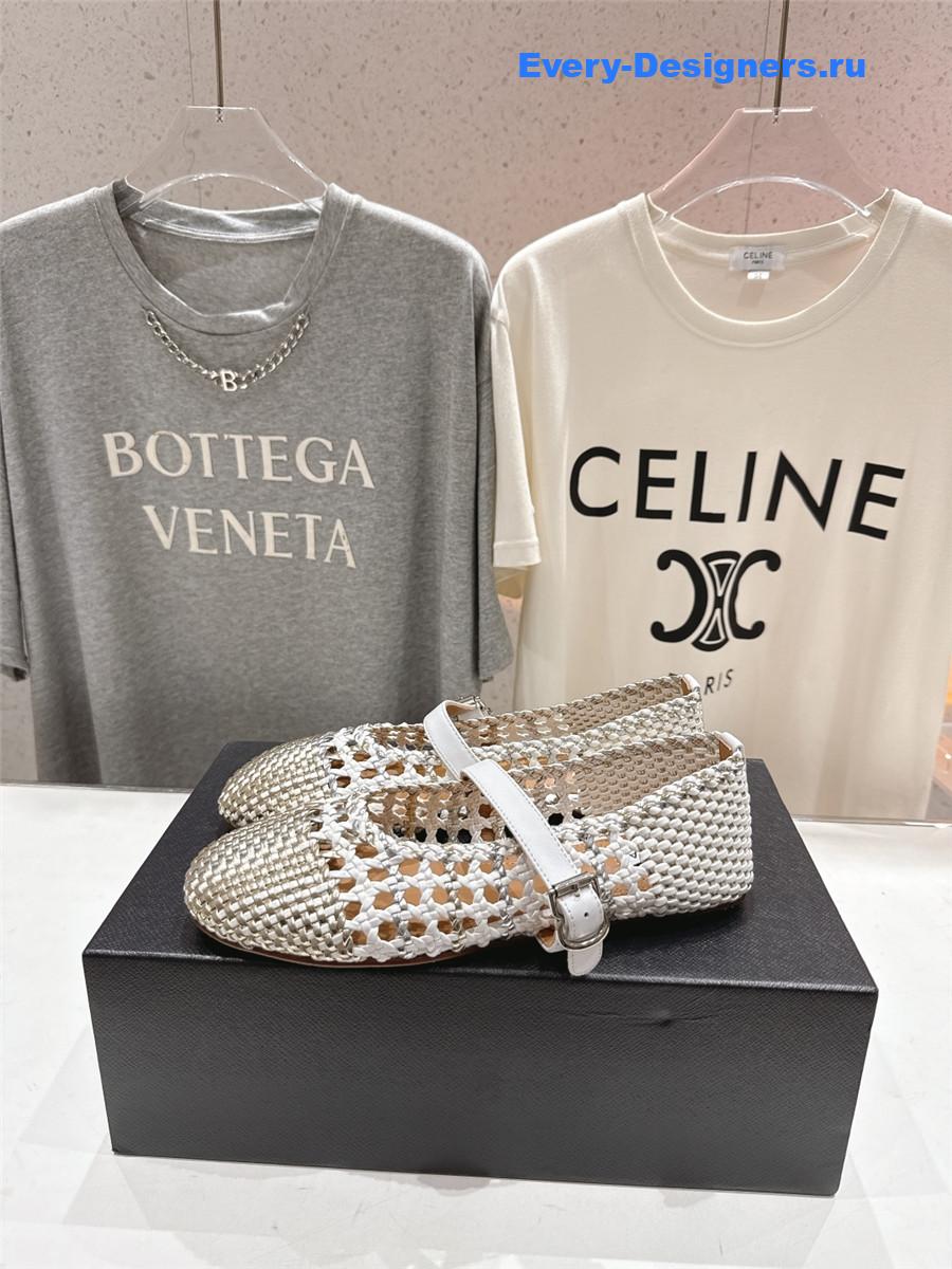 Alaia White Flat Mesh Ballet Flats