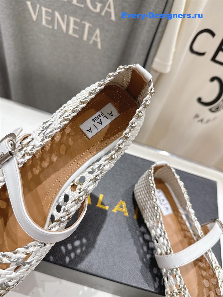 Alaia White Flat Mesh Ballet Flats