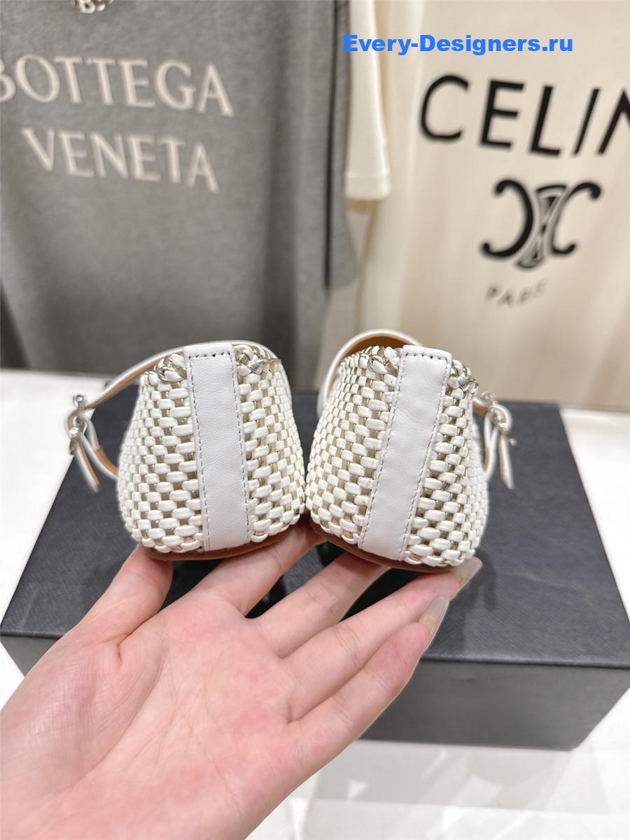 Alaia White Flat Mesh Ballet Flats