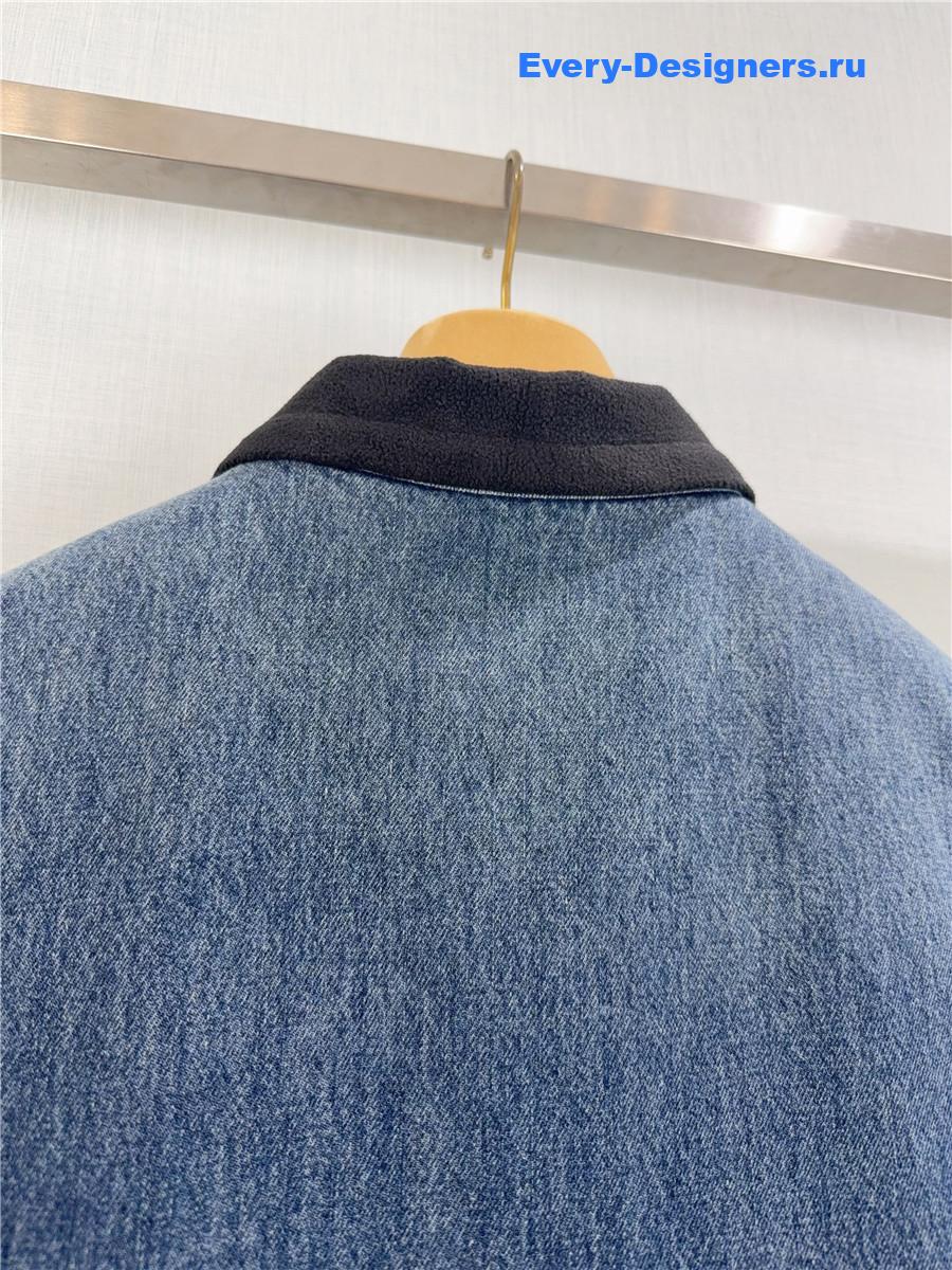 Miu Miu Navy Cashmere Denim Blouson Vest