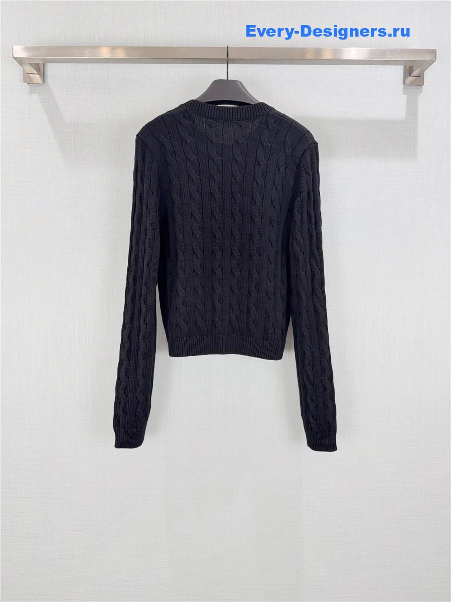 L0ew* black cable-knit logo-embroidered cardigan