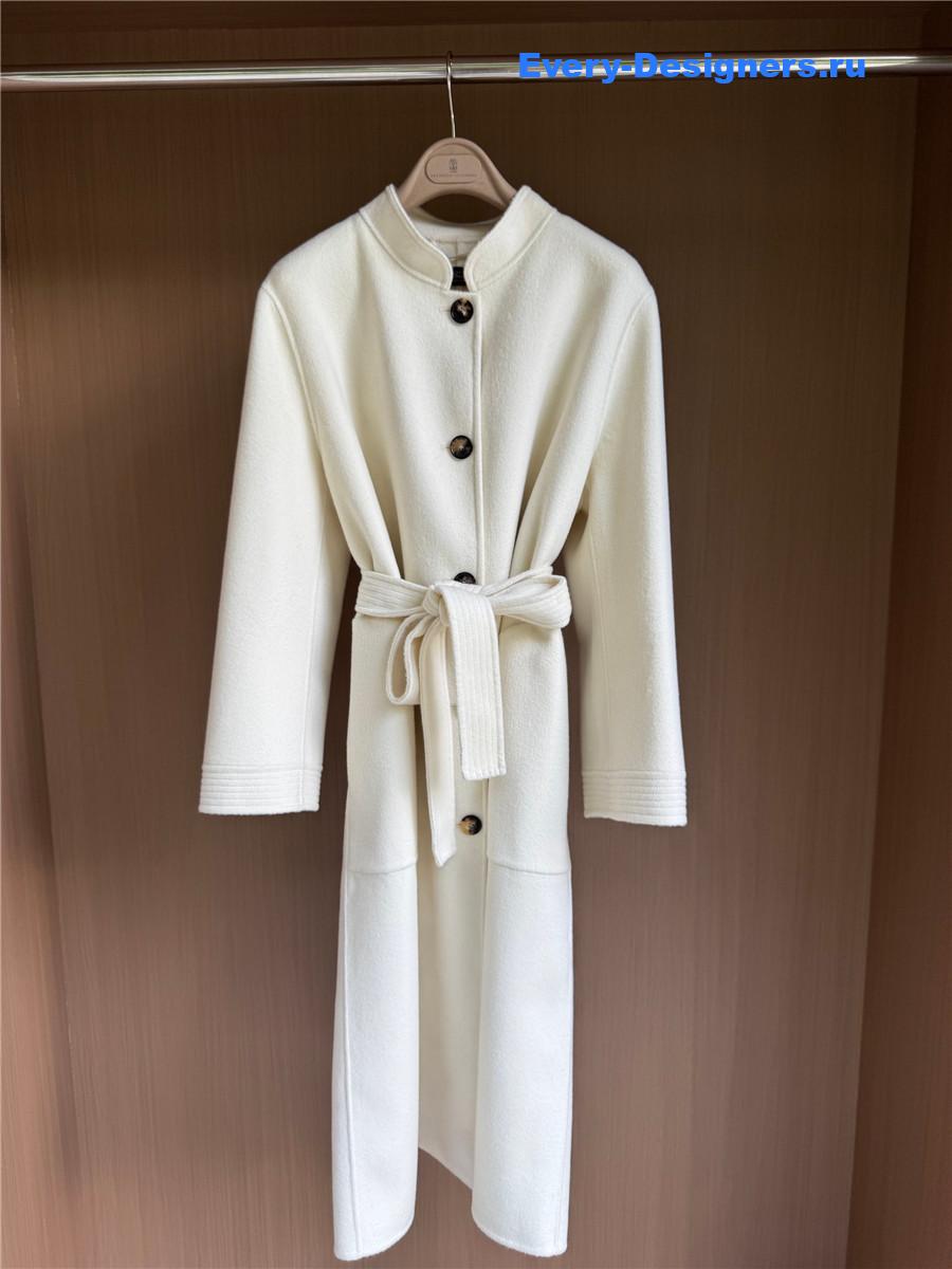 L0r0 P1ana stand collar cashmere beige long coat