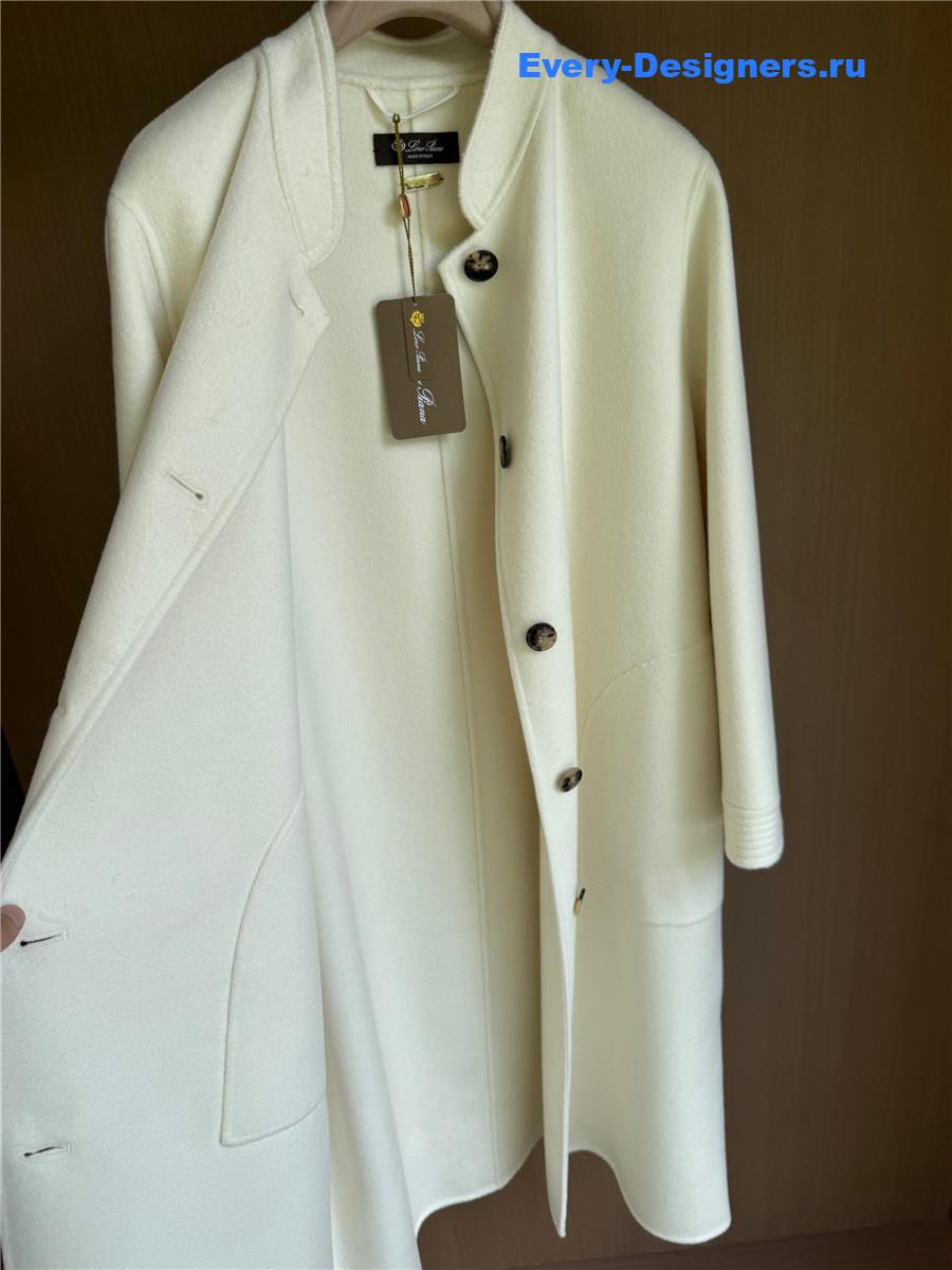 L0r0 P1ana stand collar cashmere beige long coat