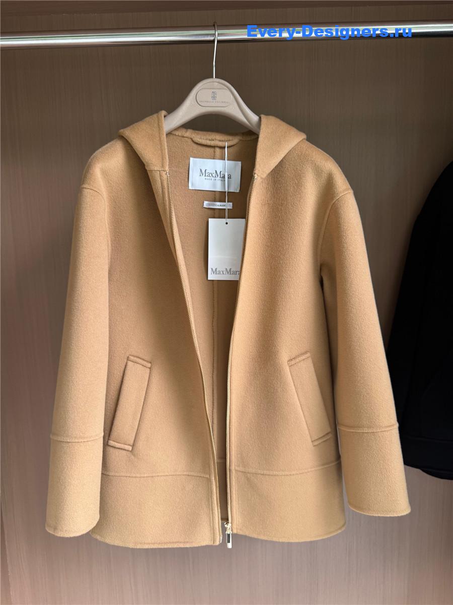 Max Mara Brown Hooded Cashmere Coat