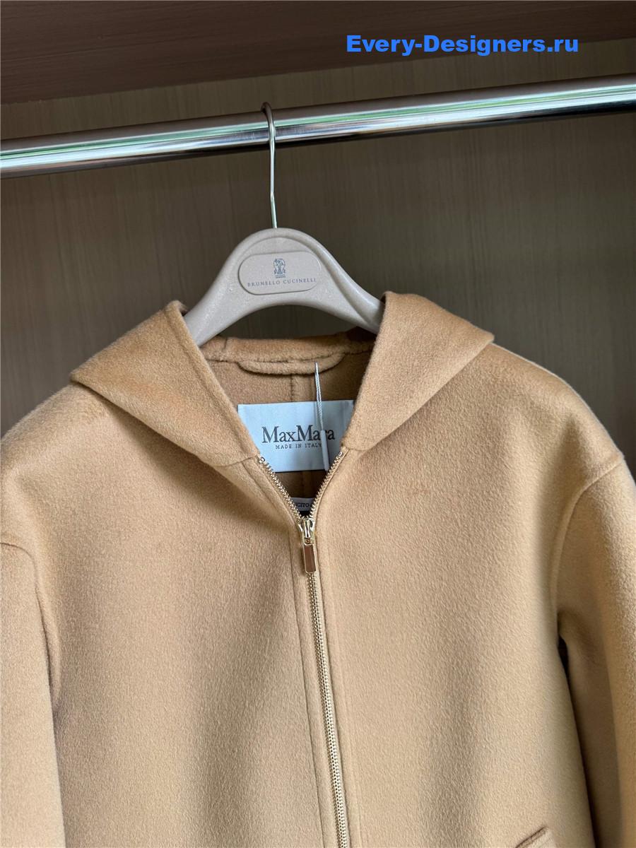 Max Mara Brown Hooded Cashmere Coat
