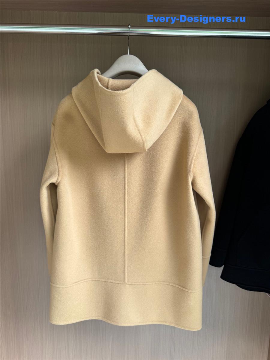 Max Mara Brown Hooded Cashmere Coat